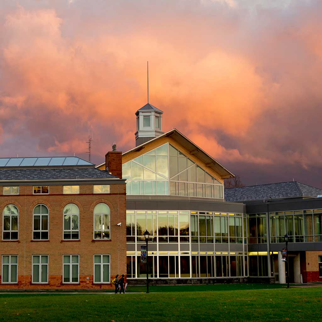 Student Center Outside at sunset